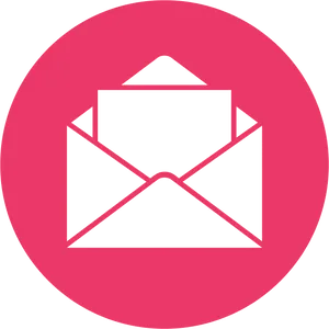 White Email Icon Red Circle Background PNG image