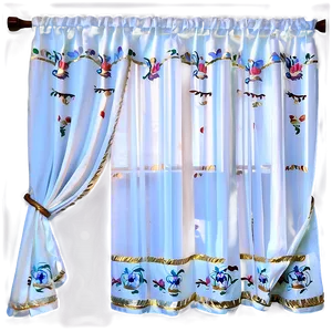 White Embroidered Curtains Png 06282024 PNG image