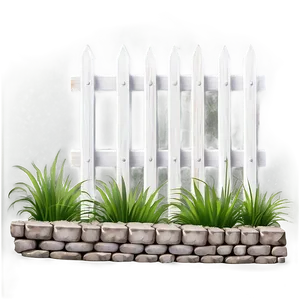 White Fence And Greenery PNG 2