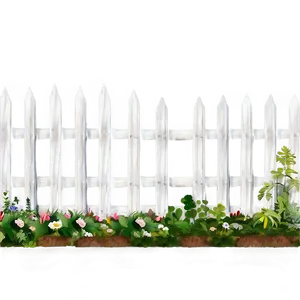 White Fence For Cottage Garden PNG Mxc