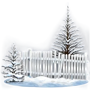 White Fence In Winter Scene Png 06272024 PNG image