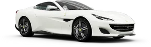 White Ferrari Convertible Side View PNG image