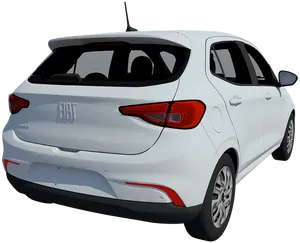 White Fiat500 Rear View PNG image