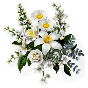 White Floral Arrangement PNG 05242024