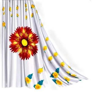 White Floral Curtains PNG Ley73