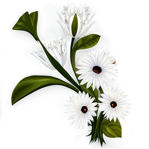 White Flowers Corner Design Png 92 PNG image