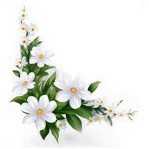 White Flowers Corner Design PNG Bjm75 PNG