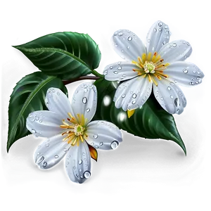 White Flowers With Dew Drops PNG 05242024