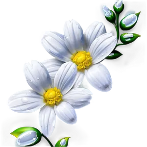 White Flowers With Dew Drops PNG Blx27