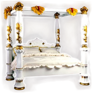 White Four Poster Bed PNG Qru