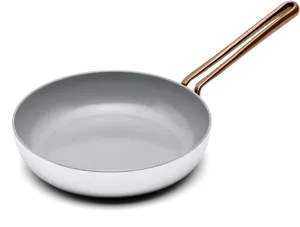 White Frying Panwith Copper Handle PNG image