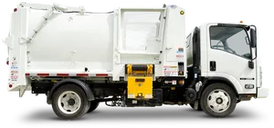 White Garbage Truck Side View PNG