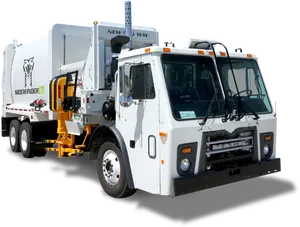 White Garbage Truck Sideloader PNG image