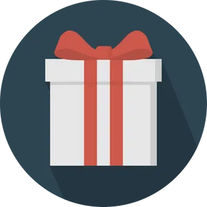 White Gift Box Red Ribbon Icon PNG