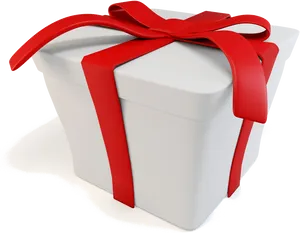 White Gift Box Red Ribbon