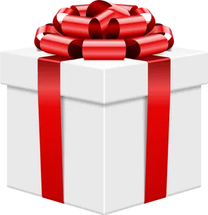 White Gift Box Red Ribbon
