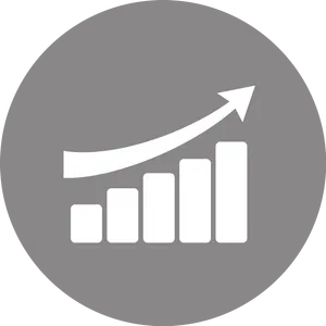 White Growth Chart Iconon Grey Background PNG