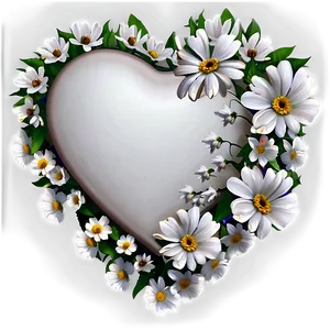 White Heart With Flowers Png Hos PNG image
