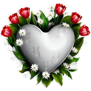 White Heart With Flowers PNG Tsh89 PNG