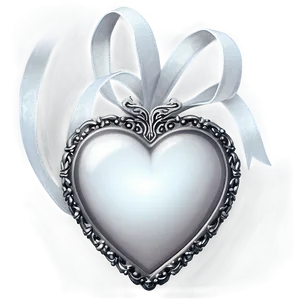 White Heart With Ribbon Png 05232024 PNG image