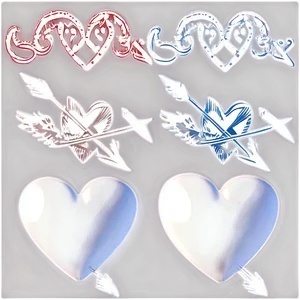 White Hearts With Arrow PNG 06252024