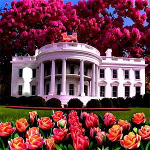 White House In Spring Bloom Png Qxp82 PNG image