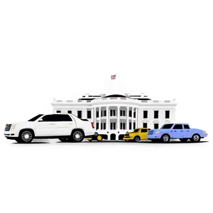White House With Presidential Motorcade PNG Lms18 PNG