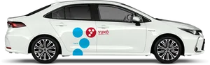 White Hybrid Car Yuko Branding