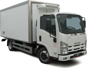 White Isuzu Box Truck PNG image