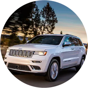 White Jeep Grand Cherokee On The Move