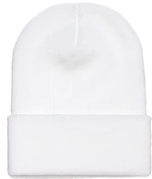 White Knit Beanie Hat PNG image