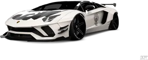 White Lamborghini Aventador Custom Graphics