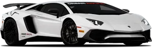 White Lamborghini Aventador Racing Edition PNG image