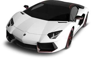 White Lamborghini Aventador S V J Angled View