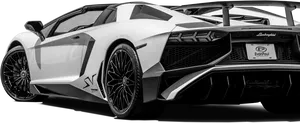 White Lamborghini Aventador S V J Rear View PNG image