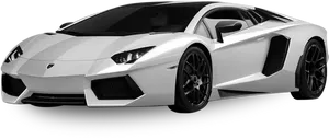 White Lamborghini Aventador Side View