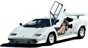 White Lamborghini Countach Classic Supercar