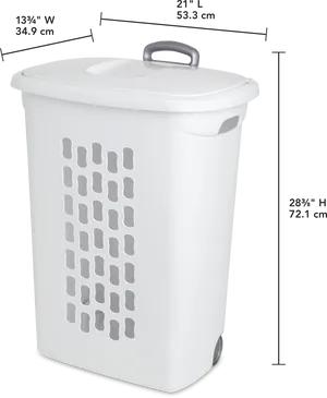 White Laundry Hamper Dimensions PNG image