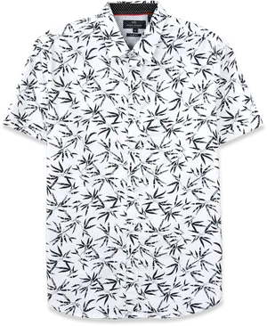 White Leaf Pattern Polo Shirt PNG image