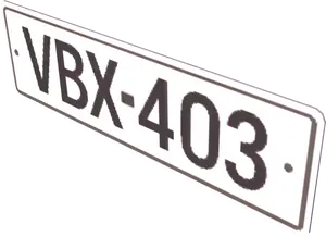 White License Plate V B X403 PNG image