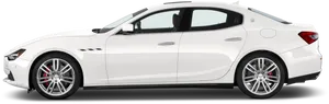 White Luxury Sedan Side View PNG image