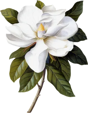 White Magnolia Bloom Illustration PNG image