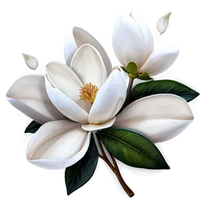 White Magnolias Flowers PNG 56