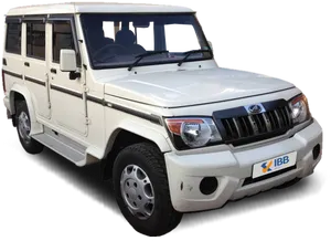 White Mahindra Bolero S U V PNG image