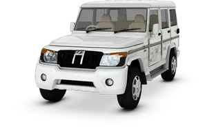 White Mahindra Bolero S U V PNG image