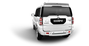 White Mahindra Scorpio S U V Rear View PNG image