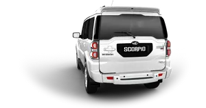 White Mahindra Scorpio S U V Rear View