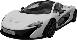 White Mc Laren P1 Supercar Side View PNG image