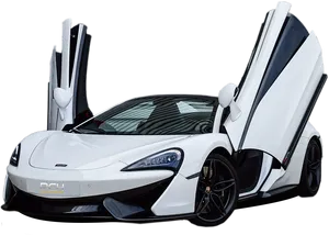 White Mc Laren Sports Car With Doors Open PNG image