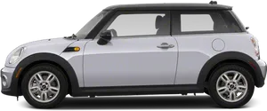 White Mini Cooper Side View PNG image